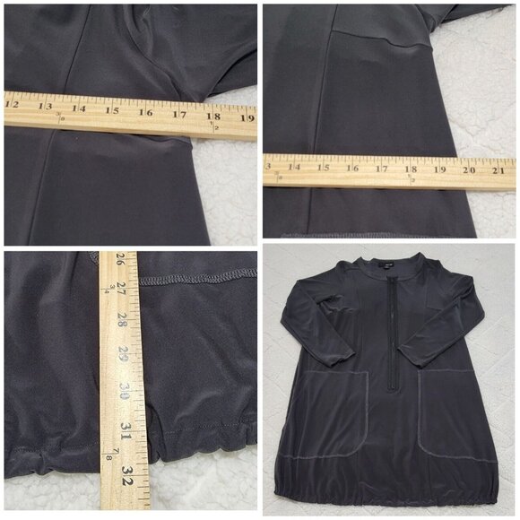 Sun‎ Kim Womens Black Long Sleeve Shirt Dress Half Zip Up Bubble Hem Size XS - Picture 8 of 9